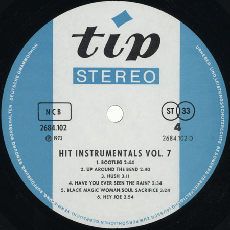 tip band lp hits instrumentals volume 6 and 7 label 4